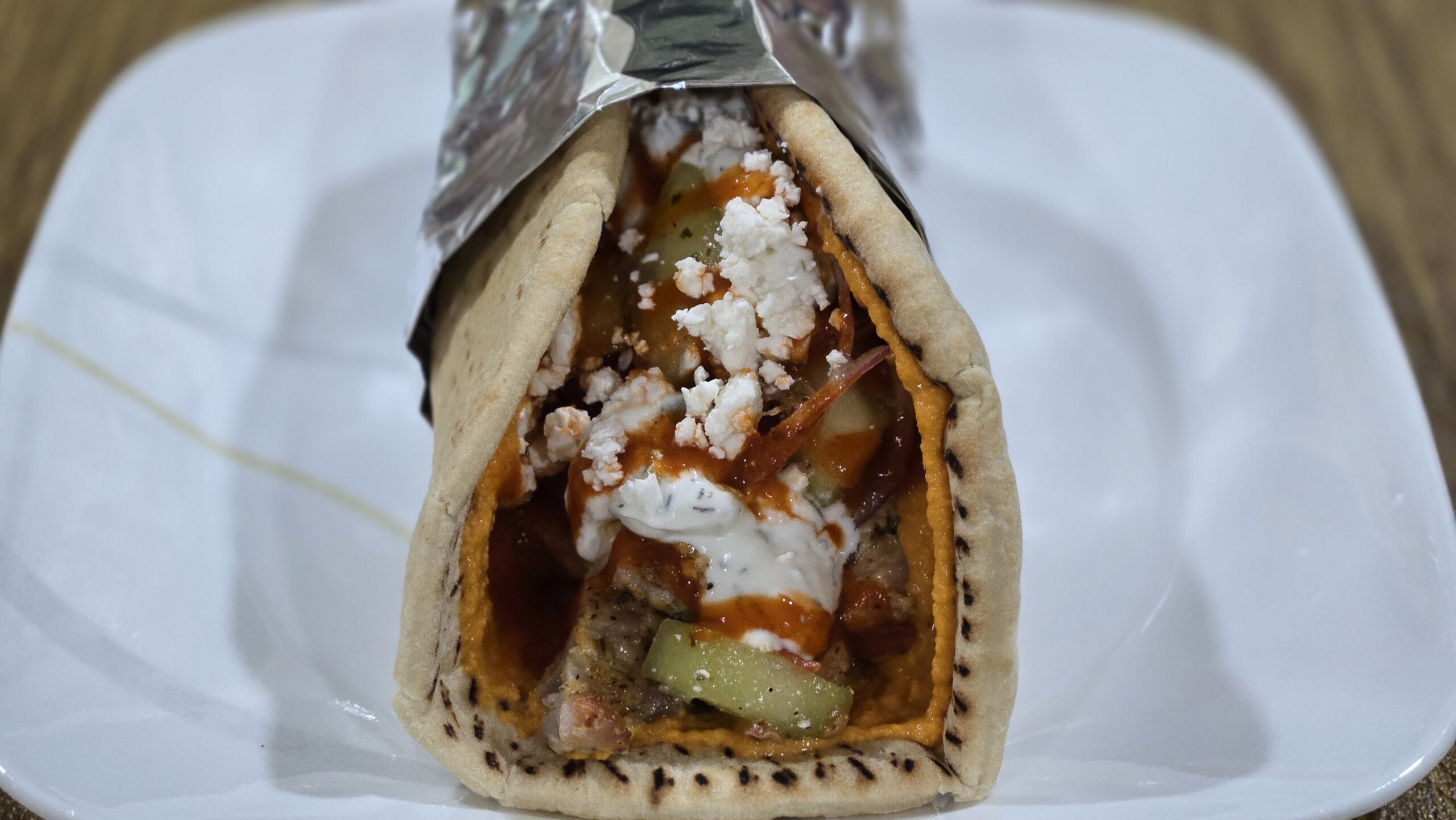 Greek Chicken Pitas with Roasted Red Pepper Hummus | Aldi Sheet Pan Dinner