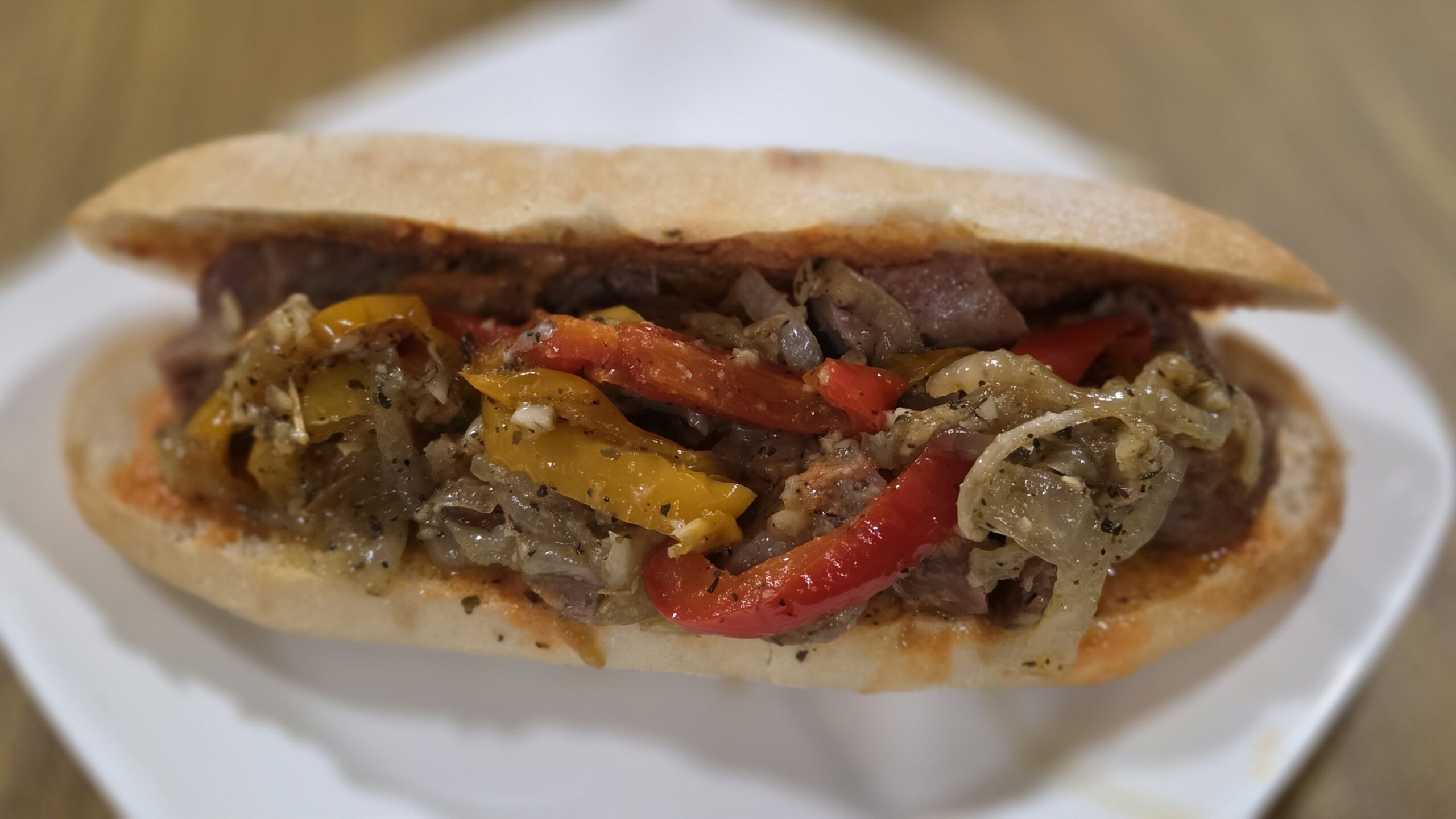 Vodka Sauce + Sausage & Peppers on Homemade Ciabatta (Meal Prep Win)